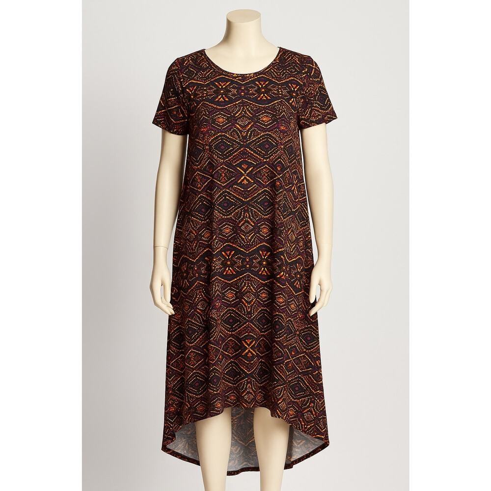 LuLaRoe Carly Dress Women’s Small S Geometric Tribal Print High Low Hem